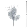 thumbnail image 3 of Holiday Time 9IN Silver Glitter Leaves Pick, 3 of 4