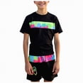 thumbnail image 1 of Gubotare Boys Rashguard Swim Set Boys Rash Guard Set for Kids Boys 2 Piece Short Sleeve Swim Shirts with Trunks Quick Dry Bathing Suits Swim Set Size 15 Years (Multicolour,15 Years), 1 of 6