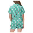 thumbnail image 3 of WEAIXIMIUNG Kids' Christmas Classic Print Button Down Collar Short Sleeve Top & Shorts Pajama Set 10-11 Years, 3 of 6