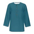 thumbnail image 4 of Aqestyerly T-shirt Ample à Boutons à Manches 3/4 Imprimé pour Femmes, Haut Décontracté à Col Rond Léger et Confortable pour Femmes, 4 of 4
