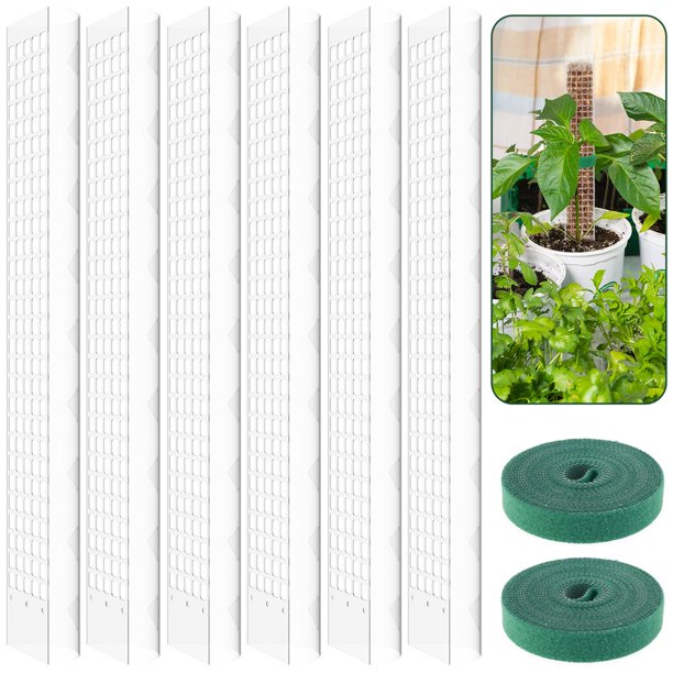 MesaSe 6Pcs Plastic Moss Poles 23.6in Reusable Plastic Plant Stick