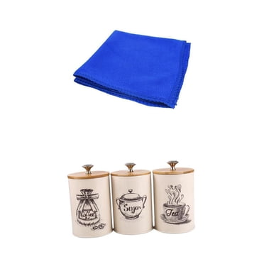 Ensemble de 3 Bocaux Rétro pour Thé Café Sucre, Casseroles de Rangement de Cuisine en Fer avec Couvercles