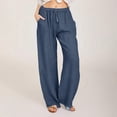 thumbnail image 2 of yoeyez High Waist Wide Leg Linen Pants Women Casual Loose Summer Cargo Trousers Petite Plus Size Cotton Linen Palazzo Pants for Women, 2 of 7
