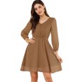 thumbnail image 1 of INSPIRE CHIC Robe en Chiffon Fluide à Manches Mi-Longues et Col en V pour Femmes, 1 of 6