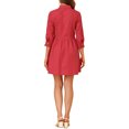 thumbnail image 3 of INSPIRE CHIC Robe-Chemise pour Femme Manches 3/4 Boutonnée Mini Robes L Rouge, 3 of 8