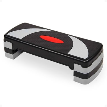 BalanceFrom Aerobic Step Platform Trainer with Adjustable 3-Level Risers, Black & Gray