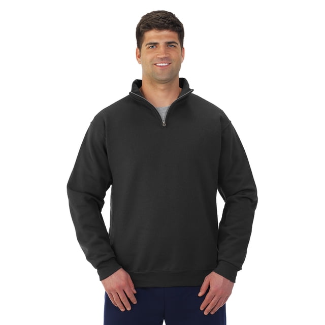 Jerzees Mens NuBlend Quarter Zip Cadet Collar Sweatshirt, S, Black