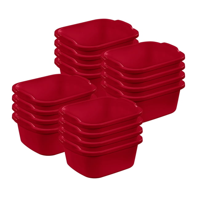 Sterilite Grand Bac à Vaisselle Multifonction pour la Maison de 12 Qt pour Évier, Rouge (Lot de 16)