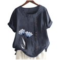 thumbnail image 4 of Birdeem Womens Summer Casual Round Neck Short Sleeve Printing Loose Shirt Tops, 4 of 5
