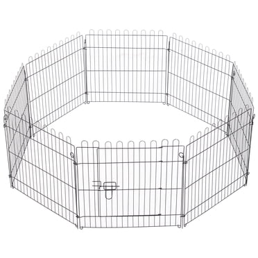 PawHut Enclos Octogonal pour Animaux de Compagnie de 24 Pouces à 8 Panneaux, Caisse, Cage pour Chien