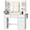 White, variant on Ktaxon Lighted Makeup Vanity with 6 Drawers, Get Ready with Me Vanity Table Set w/ Charging Station, Side Rack, White