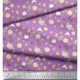 thumbnail image 3 of Soimoi Purple Silk Fabric Tea Bag,Star Anise & Lemon Slice Vegetable Print Fabric by Yard 42 Inch Wide, 3 of 3