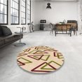 thumbnail image 4 of Ahgly Company Tapis de Zone Rond d'Intérieur Lavable à la Machine, Style Transitionnel, Blond Doré Doré, 6 Pieds Rond, 4 of 7