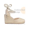 thumbnail image 3 of BLISSFUL STEP Sandales Compensées à Plateforme à Lacets Style Espadrille pour Femmes Beige 7, 3 of 5