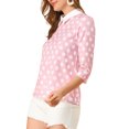 thumbnail image 4 of INSPIRE CHIC Chemisier pour Femme à Col Peter Pan Contrastant, Manches 3/4, 4 of 6