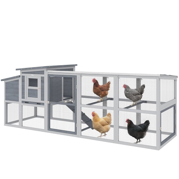 PawHut Large Chicken Coop, Wooden Hen House with Covered Run