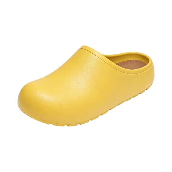 Eva Waterproof Clogs, Professional Chef Clogs Non-Slip Waterproof Work Shoes for Nurses Kitchen Staff With Arch Support Lightweight Comfort Restaurant Safety Shoes Slip Resistant, Yellow 7.5