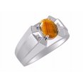 thumbnail image 3 of RYLOS Men's Rings Sterling Silver Rings Classic Designer  9X7MM Oval Gemstone &  Diamond Ring Tiger Eye November Birthstone Ring Size 9, 3 of 7