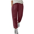 thumbnail image 1 of Yuyuzo Womens Cotton Linen Pants Drawstring High Waisted Lounge Pants Straight Leg Cropped Trousers, 1 of 5