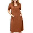 thumbnail image 2 of Gspmoly Robe pour Femmes, Mode d'Été pour Femmes Robe à Manches Courtes à Col Rond Mi-Mollet Robe Imprimée Robes de Cocktail pour Femmes Cadeaux de Vacances, 2 of 8