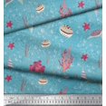 thumbnail image 3 of Soimoi polyester Crepe Fabric Coral,Shell & Sea Turtle Ocean Print Fabric by the Yard 52 Inch Wide, 3 of 3