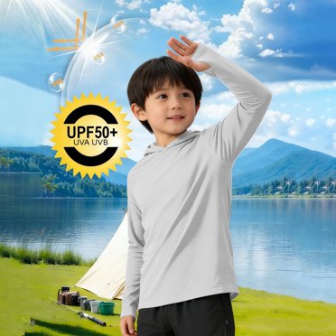 TIMIFIS Chandail à Capuchon anti-UV UPF 50+ pour Enfants - Manches Longues avec Trous pour les Pouces - Hauts d'Été de Randonnée Extérieure pour Garçons et Filles