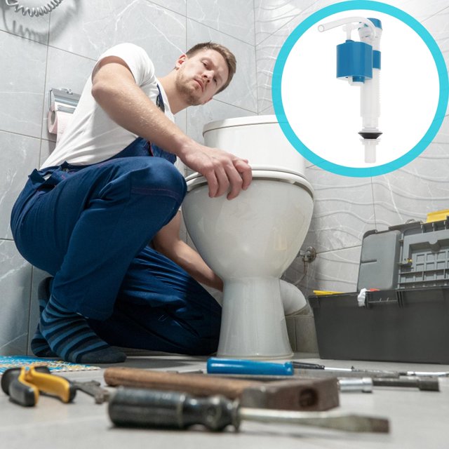 RUNROTOO Valve de Remplissage de Toilette Bleue de Remplacement pour Réservoir de Toilette Installation Facile Valve d'Admission Réglable
