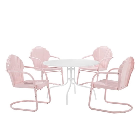 Crosley Furniture Ensemble de Salle à Manger d'Extérieur en Métal Tulipe 5 Pcs, Rose Pastel