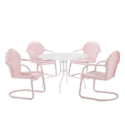 Crosley Furniture Tulip 5 Piece Metal Outdoor Dining Set in Pastel Pink