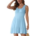 thumbnail image 1 of BEFOKA Robe pour Femme Grande Taille, Liquidation de Robes d'Été pour Femmes, Robe d'Été Unie Sans Manches à Col Rond Type Camisole Courte pour Femme, 1 of 5
