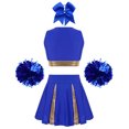 thumbnail image 2 of Miaeowve Tenue d'Uniforme de Cheer pour Filles du Secondaire pour Fête Musicale Vêtements de Cheerleading avec Pompons A Bleu 6, 2 of 4