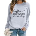 thumbnail image 2 of WEAIXIMIUNG Custom Sweatshirt Ladies Fashion Leisure Pure Color Loose Long Sleeved Printed Letters Round Collar, 2 of 4