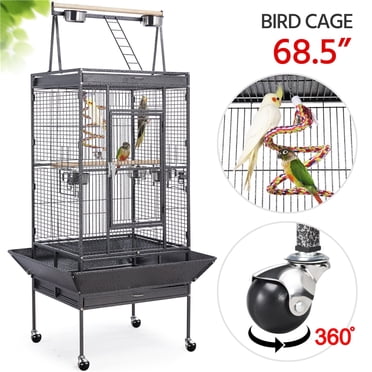 Yaheetech 68.5''H Rolling Bird Cage w/ Wheels,Black