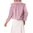 thumbnail image 3 of INSPIRE CHIC Veste Courte Duveteuse pour Femme en Fausse Fourrure à Col Rabattu, Ouverte à l'Avant, S Rose, 3 of 5
