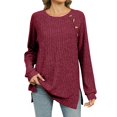 thumbnail image 1 of yoeyez Tunique en Tricot pour Femmes, Chandails à Manches Torsadées Patchwork, Col Ras du Cou Raglan, Chemises à Manches Longues, Hauts de Mode d'Automne 2024, Bourgogne m, 1 of 7