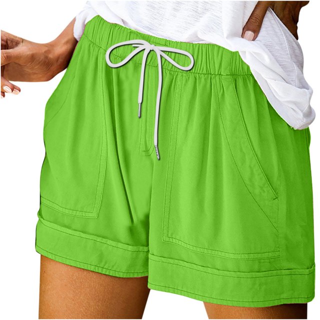 Birdeem Womens Solid Casual Loose Pockets Drawstring Short Pants