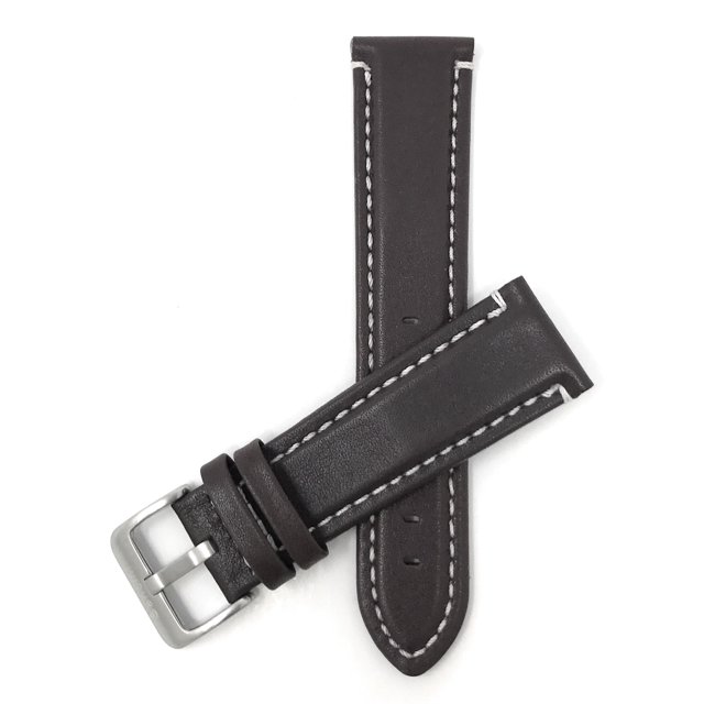 24mm wide, Mens' Waterproof, Leather Watch Band Strap, Mat Finish, Stainless Steel Buckle