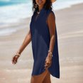 thumbnail image 4 of Ovzne Robes Grande Taille pour Femmes aux Formes Robe Mode Robe Décontractée Confortable Unie Sans Manches à Col en V Robe Maxi Grande Taille Liquidation, 4 of 7