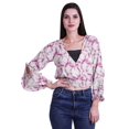 thumbnail image 1 of Moomaya Printed Womens Crop Top Wrap Style Top Wear Ruffle Long Sleeve Casual Summer Blouse, 1 of 5