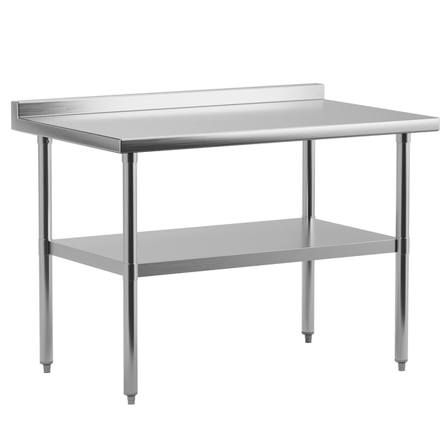 BeesClover Table de Travail et de Préparation en Acier Inoxydable Robuste, Table de Qualité Commerciale NSF avec Tablette Inférieure Réglable pour Cuisine, Restaurant, Maison, Garage, Hôtel