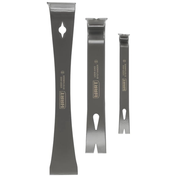 HART 3-Piece Pry Bar Set, Fully Forged Steel, Beveled Nail Pull
