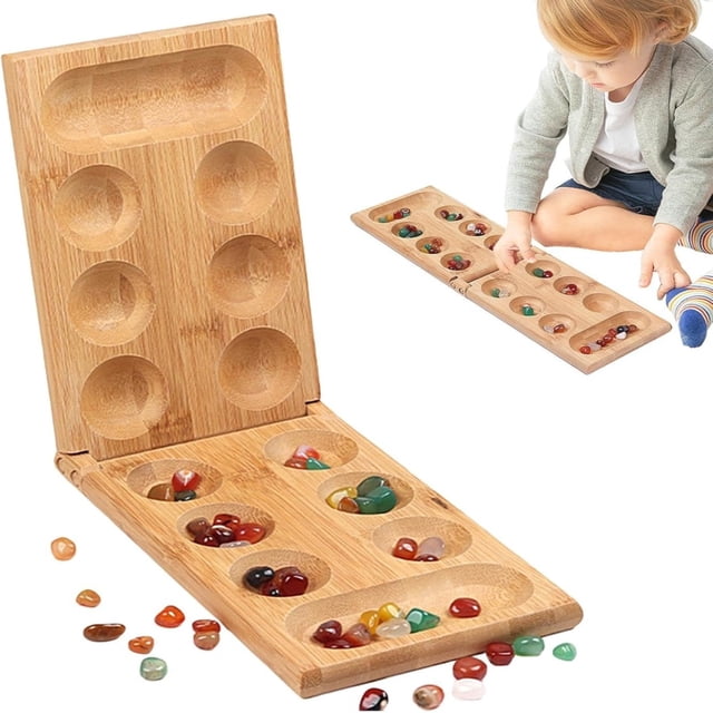Mancala Mancala Wooden Mancala Board Game Set | Portable And Educational Two Player Strategy Game Kids Adult Travel Interaction Puzzle Toys Montessoris Game For Kids Adult