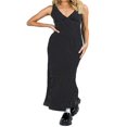 thumbnail image 1 of Robe Débardeur Décontractée Sans Manches à Pois pour Femme, Décolleté en V Profond, Coupe Ajustée, Robe Maxi, 1 of 7