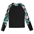 thumbnail image 4 of YiZYiF Kids Girls Sun Protection Tropical Long Sleeve Rash Guard Tops UPF 50+ Swim Shirt Bathing Suits Black 10, 4 of 5