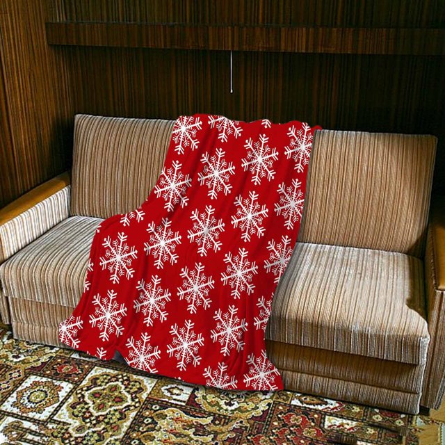 EGNMCR Couverture Jetée, Couverture Jetée pour Canapé Couverture Décorative de Noël Couverture des Fêtes Couverture Rouge Festive Housse Couverture Sapin de Noël à Pois Couverture de Sofa Couverture en Flanelle une Couverture