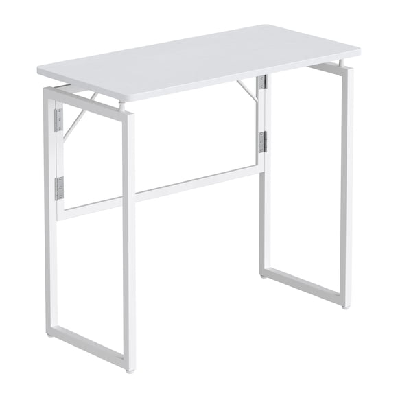 Foldable Computer Desk, Folding Desk, One-Piece Desktop, Small Folding Craft Table, 31.5 x 15.7 Inches, White