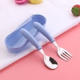thumbnail image 2 of Binwennn 2pcs Stainless Steel Baby Tableware Set Portable Baby Spoon And Fork Set With Storage Cute Baby Cutlery Set Self Feeding Learning Dishwasher Baby For Chil Table Mats Dinner Place Mats for 4, 2 of 5
