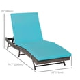 thumbnail image 3 of Outsunny Outdoor Rattan Chaise Lounge Chair with Adjustable Back Turquoise, 3 of 10