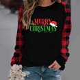 thumbnail image 1 of EQWLJWE Joyeux Noël Chemises pour Femmes Manches Longues à Carreaux Manches Raglan Imprimé Lettre de Noël Col Rond Chandail Chemise T-Shirt Tunique Hauts Manches Raglan de Vacances, 1 of 3