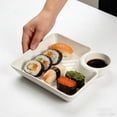 thumbnail image 1 of Japanese Style Dumpling Plate with Vinegar Compartment - Reusable Stackable Dish for Meals Parties, Food Safe Material for Home Cafe Use, White, JKODE, 1 of 8